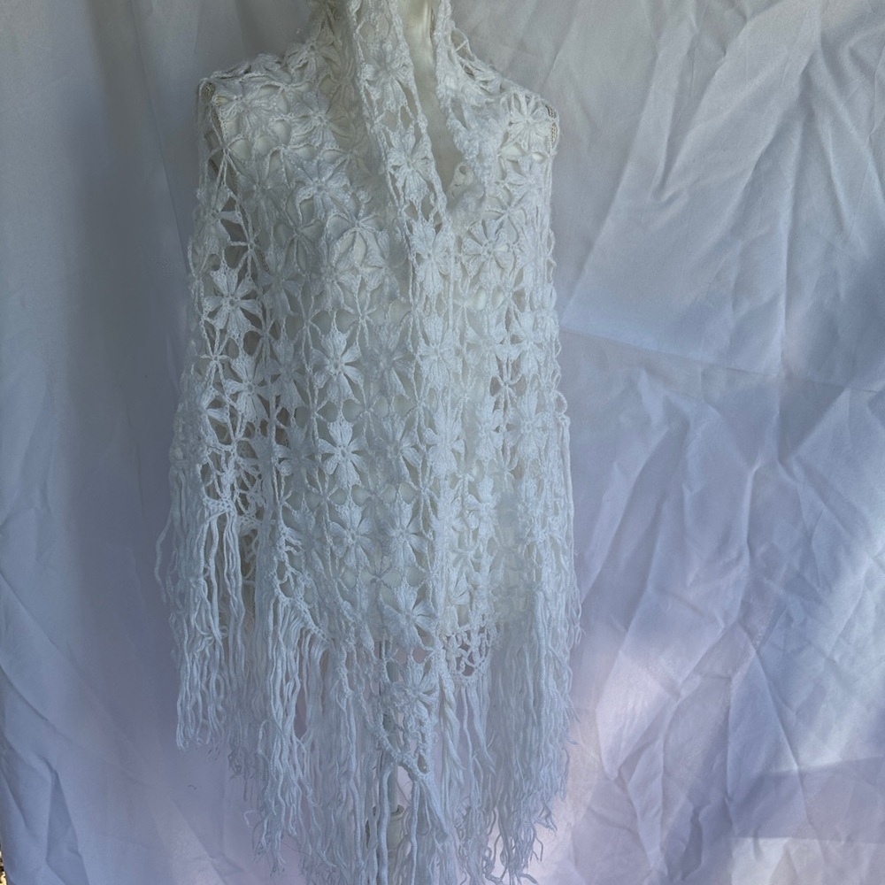 Elegant White Crochet Shawl